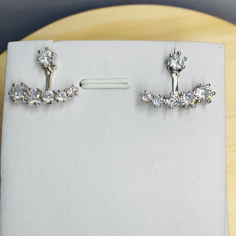 Sterling Silver CZ Stud Earrings - Picture 5 of 5